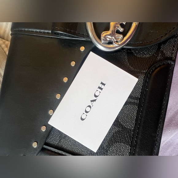 Coach Georgie Colorblock Signature Canvas With Rivets Leather Shoulder Bag - Picture 4 of 7